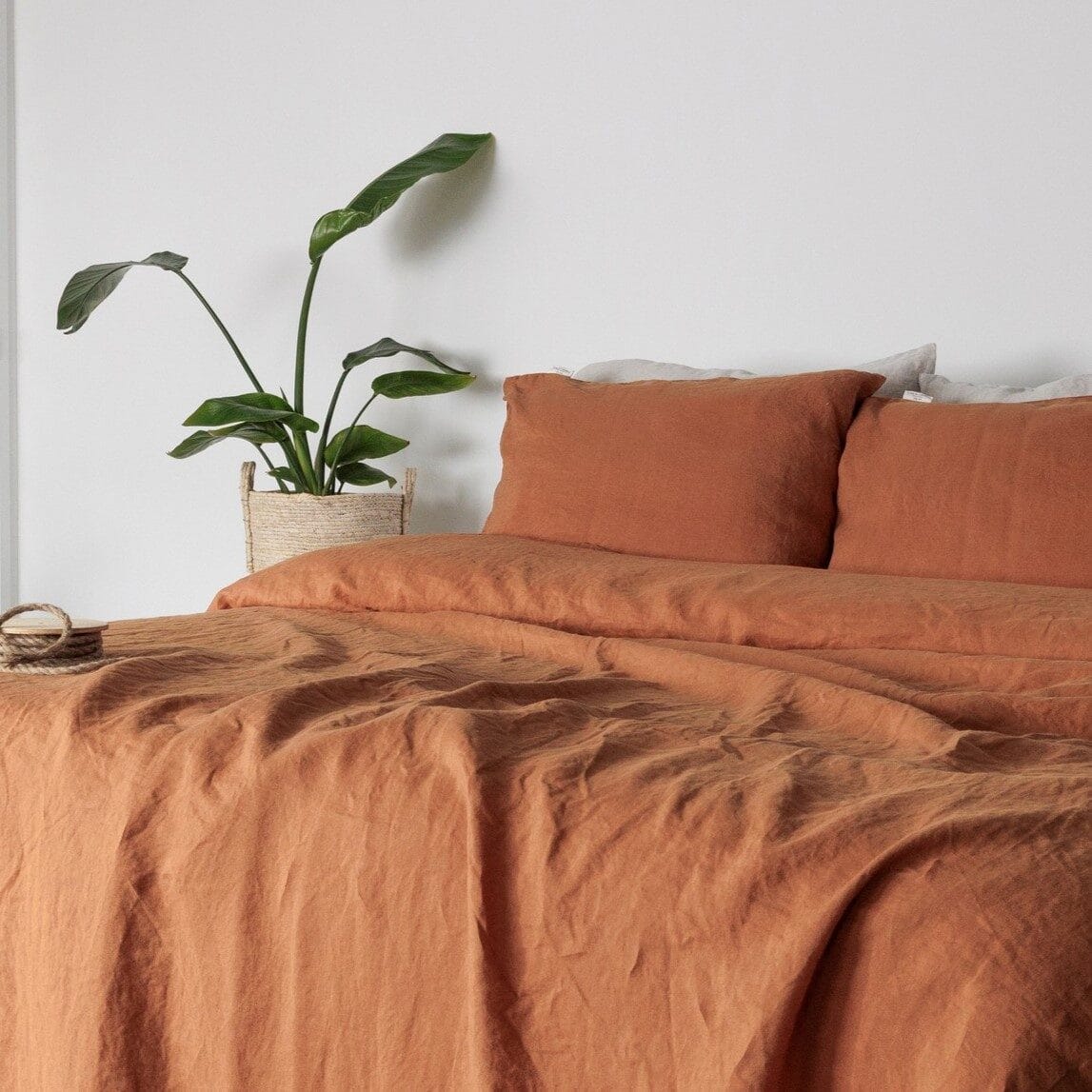cognac linnen dekbedovertrek 240×220 - Afbeelding 3